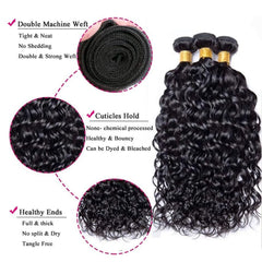 UNILO water wave bundles 16-inch natural black, long-lasting fullness for party-ready styles