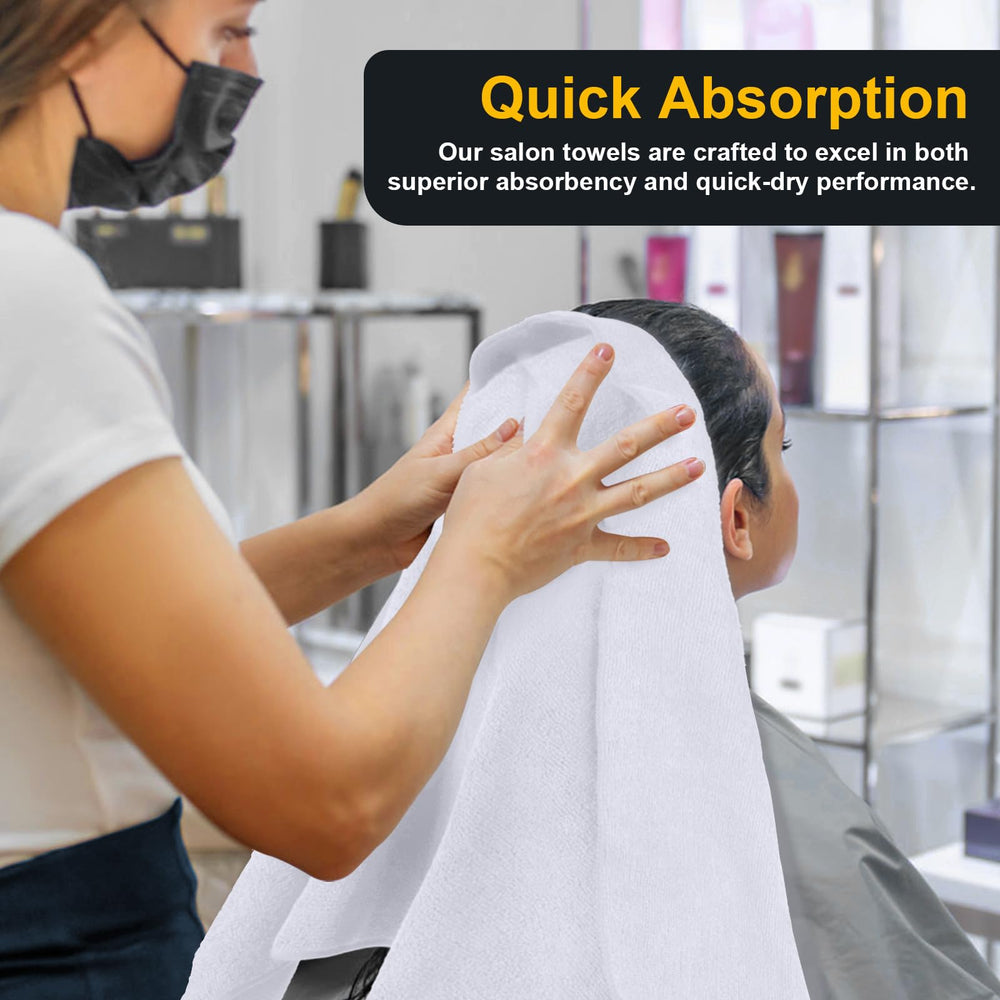 UNIMADE towels 24-pack machine washable for quick repeated salon cleanings.