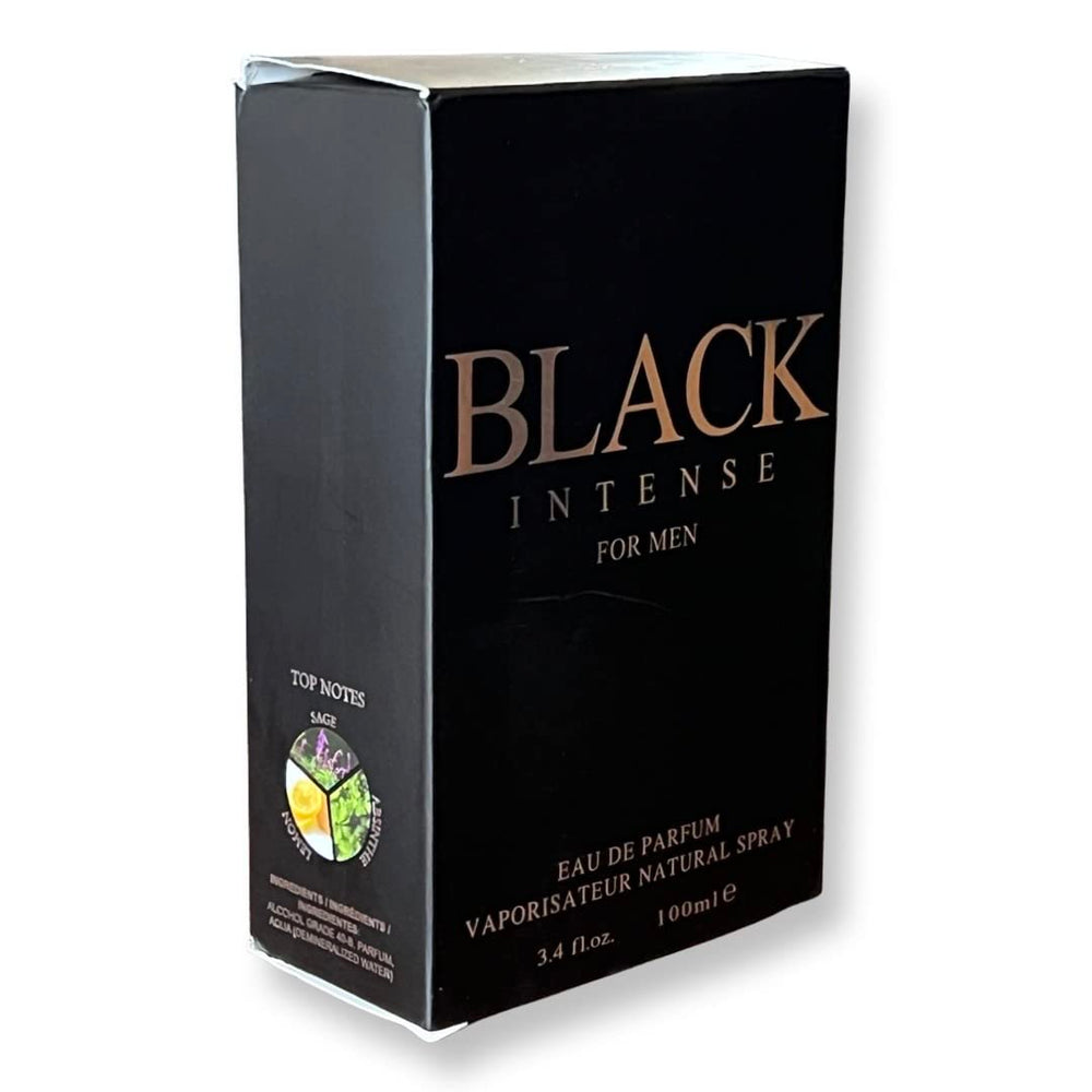 United Scents Black Intense bottle on shelf conveys premium aesthetics.