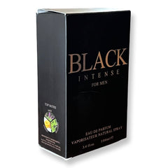 United Scents Black Intense bottle on shelf conveys premium aesthetics.