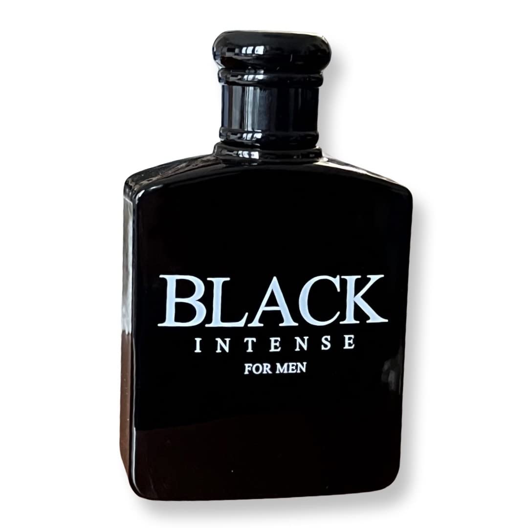 United Scents Black Intense close-up highlights premium black glass packaging.