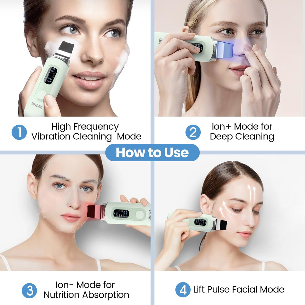 UNIWA Skin Scrubber cleanser-application demonstrates enhanced product absorption.