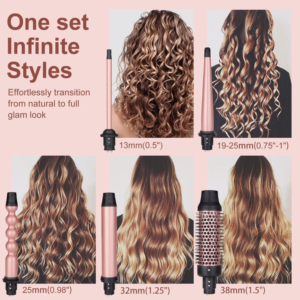 UNOBEY 5in1 curling wand 0-5 inch close-up ideal for quick curls