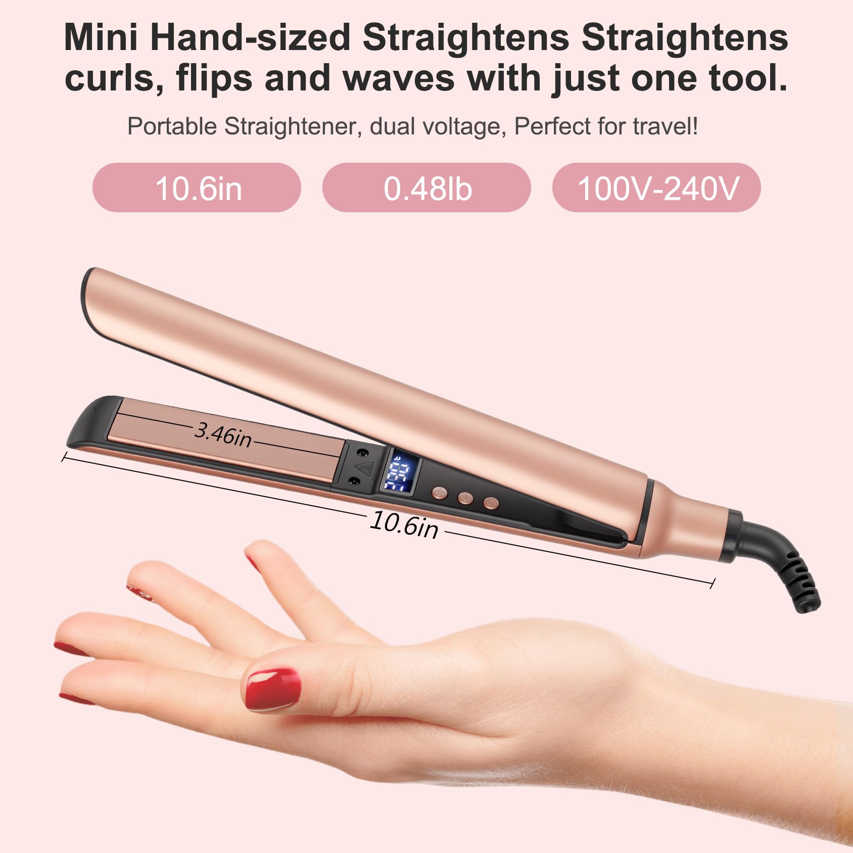 UNOBEY mini iron styling bangs into sleek, controlled curls.
