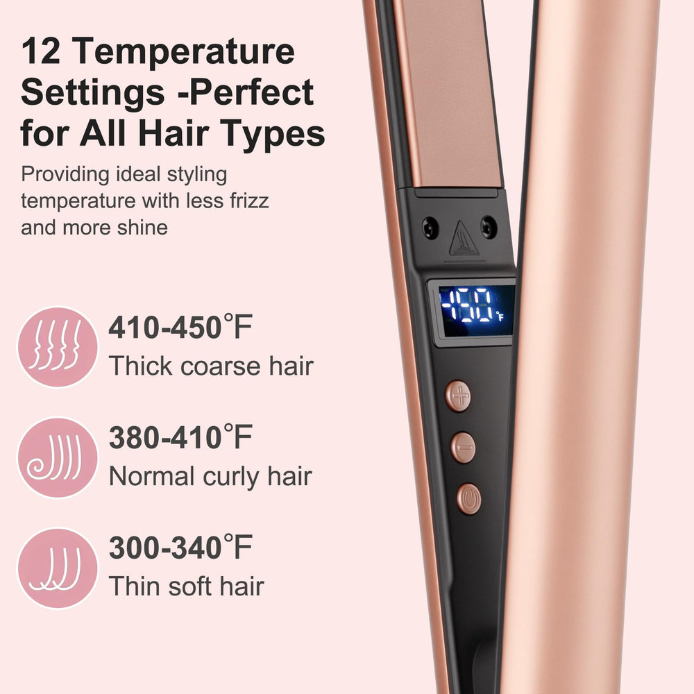 UNOBEY mini flat iron with dual voltage for worldwide styling.
