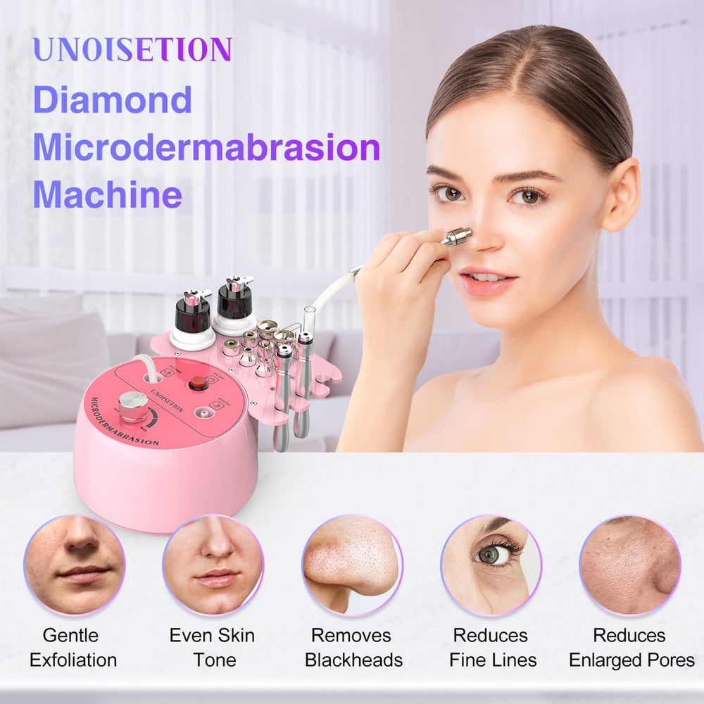 UNOISETION shows 3-in-1 function with diamond tips and suction.