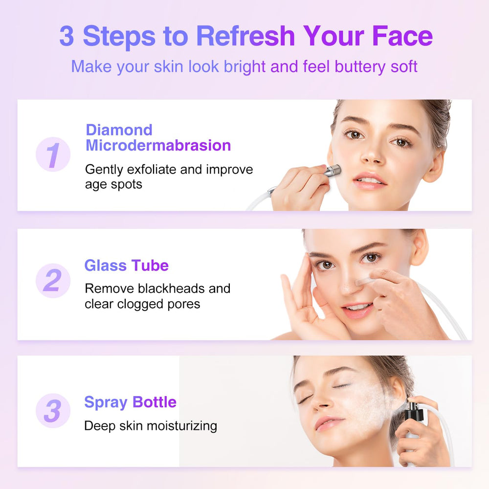 UNOISETION diamond tips pack enables versatile facial exfoliation.
