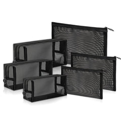 Unoutur mesh cosmetic bag six-piece set opened for easy travel storage