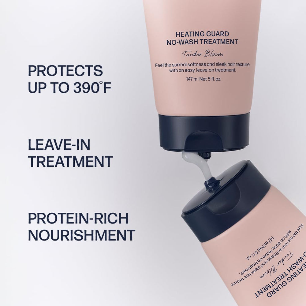 UNOVE Heating Guard bottle closeup highlighting keratin-PF nourishing formula for frizz control.