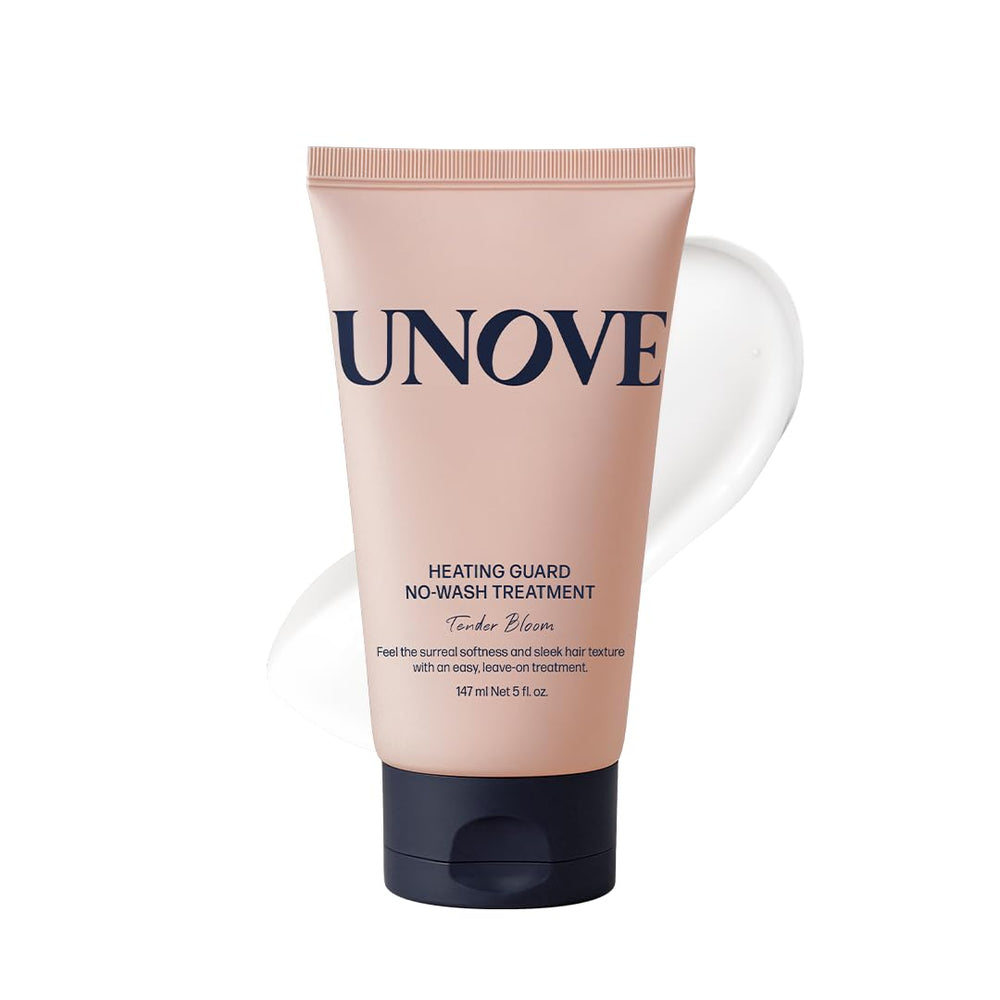 UNOVE Heating Guard bottle front showing no-wash leave-in treatment for heat-damaged hair.