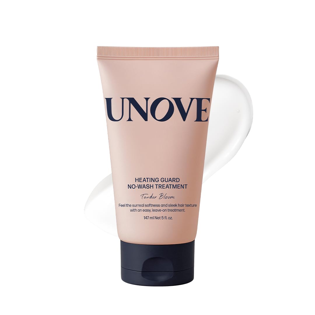 UNOVE Heating Guard bottle front showing no-wash leave-in treatment for heat-damaged hair.