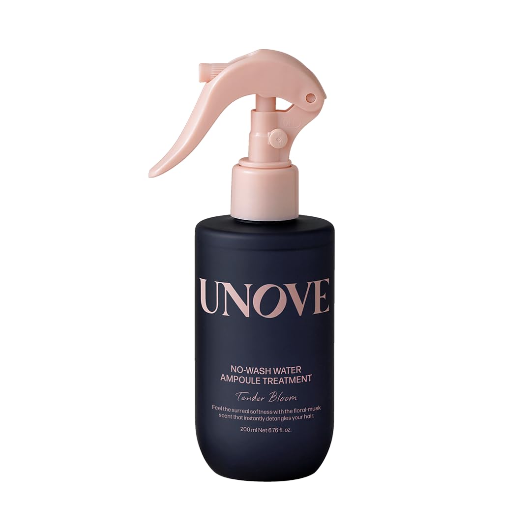 UNOVE No-Wash Water Ampoule bottle closeup showing hydration-ready formula for daily care