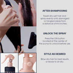 UNOVE No-Wash Water Ampoule mist-dispense provides even application and frizz control
