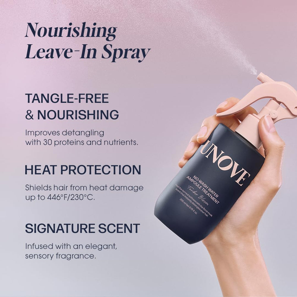 UNOVE No-Wash Water Ampoule spray-action demonstrates quick weightless hydration