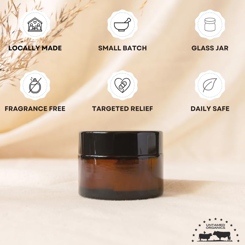 Untamed Organics application on face and body demonstrates versatile use
