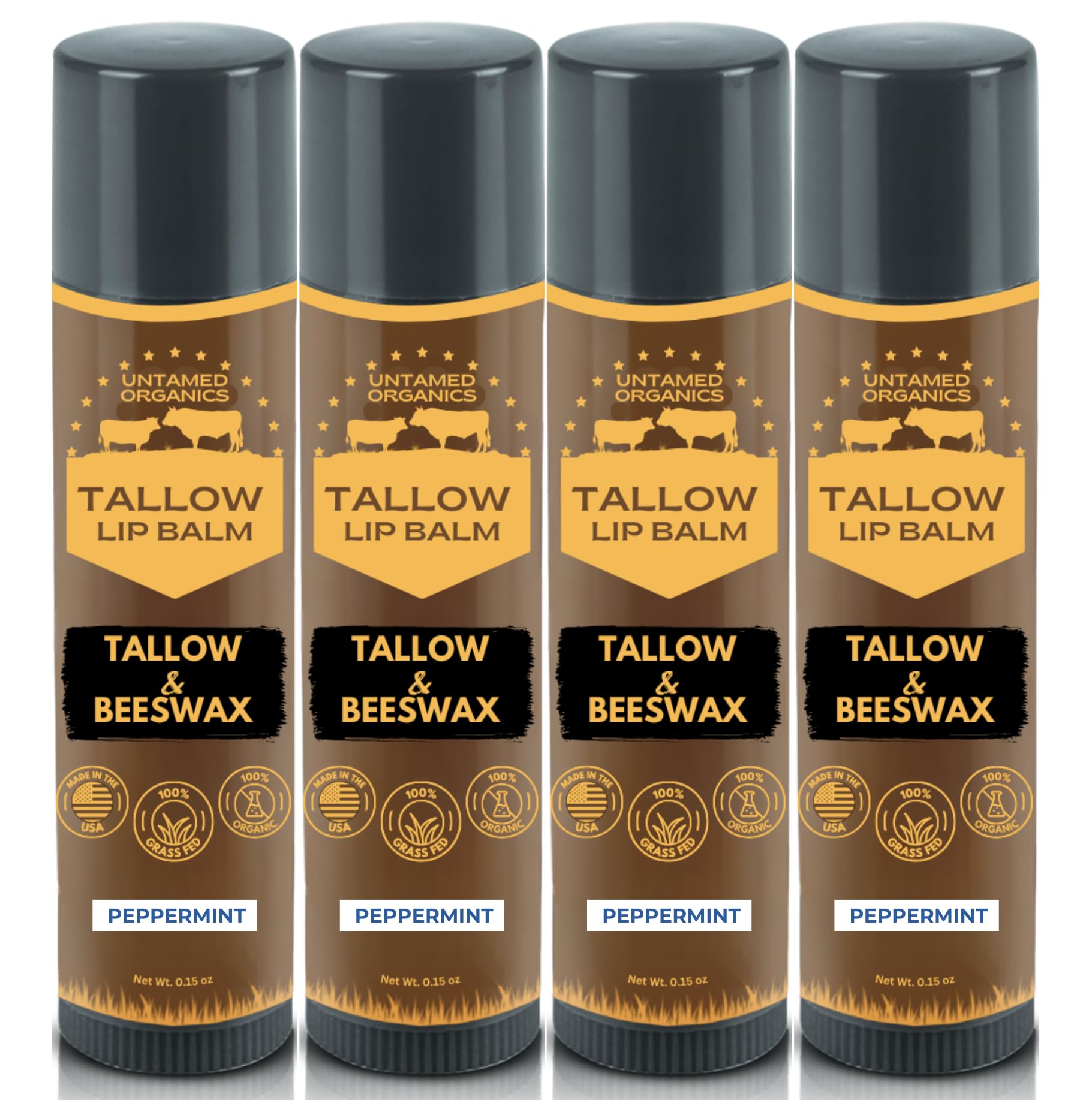 Untamed Organics Pure Tallow Lip Balm jar close-up showing hydration-ready texture