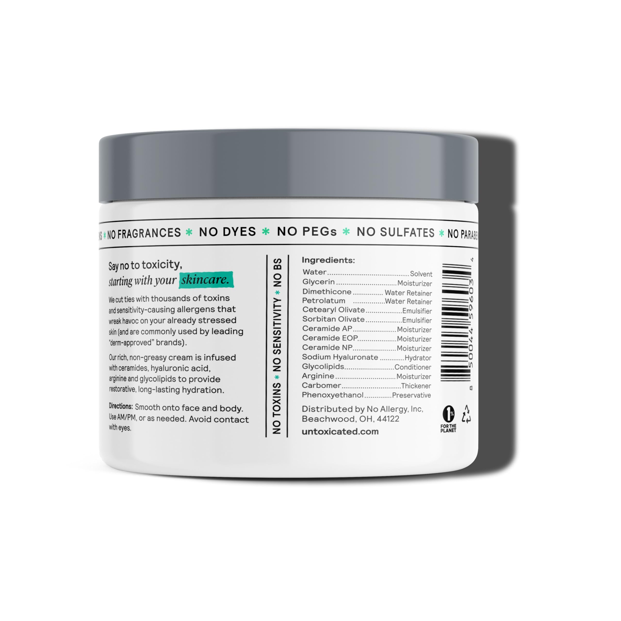 Untoxicated Moisturizing Cream body-application supports hydration on exposed areas for comfortable daily wear.