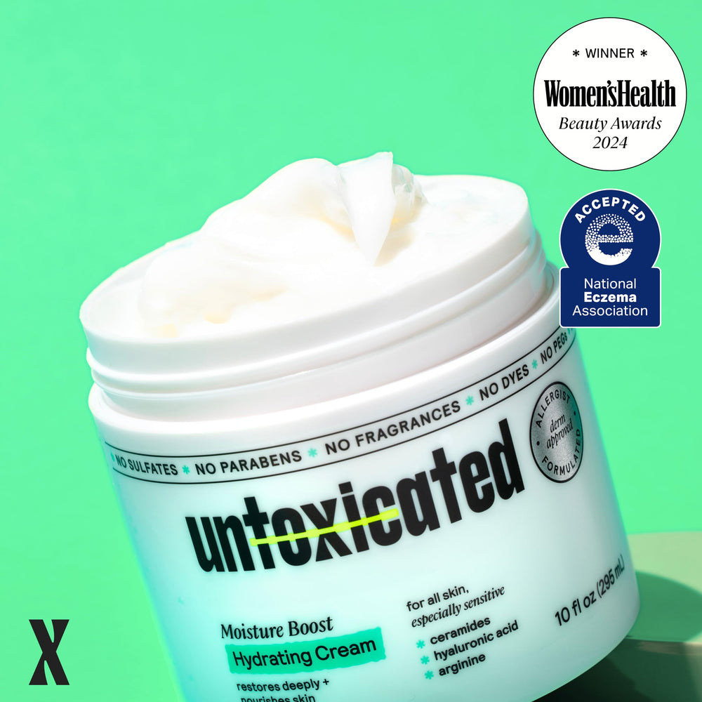 Untoxicated Moisturizing Cream ceramides-hyaluronic-acid close-up highlights three ceramides and HA for barrier support.