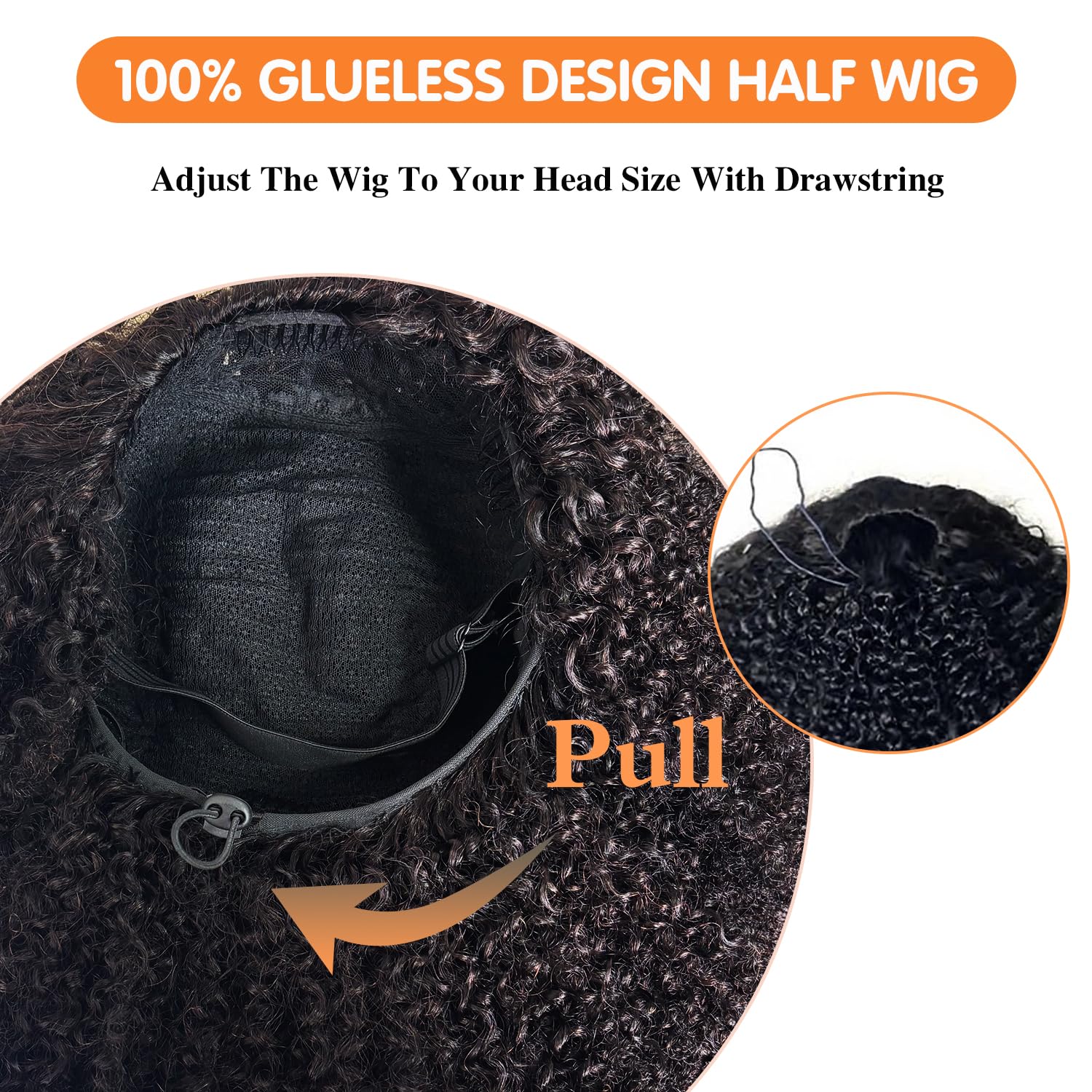 Unvizossa half wig side profile demonstrates natural movement and volume.