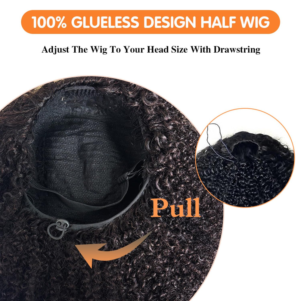Unvizossa half wig side profile demonstrates natural movement and volume.
