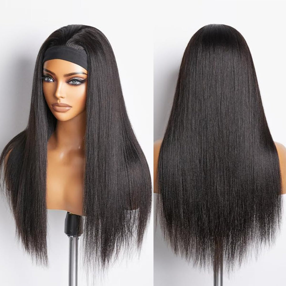 Unvizossa headband wig with four combs and adjustable strap for secure wear
