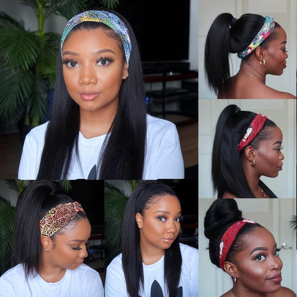 Unvizossa headband wig length options from 12 to 28 inches