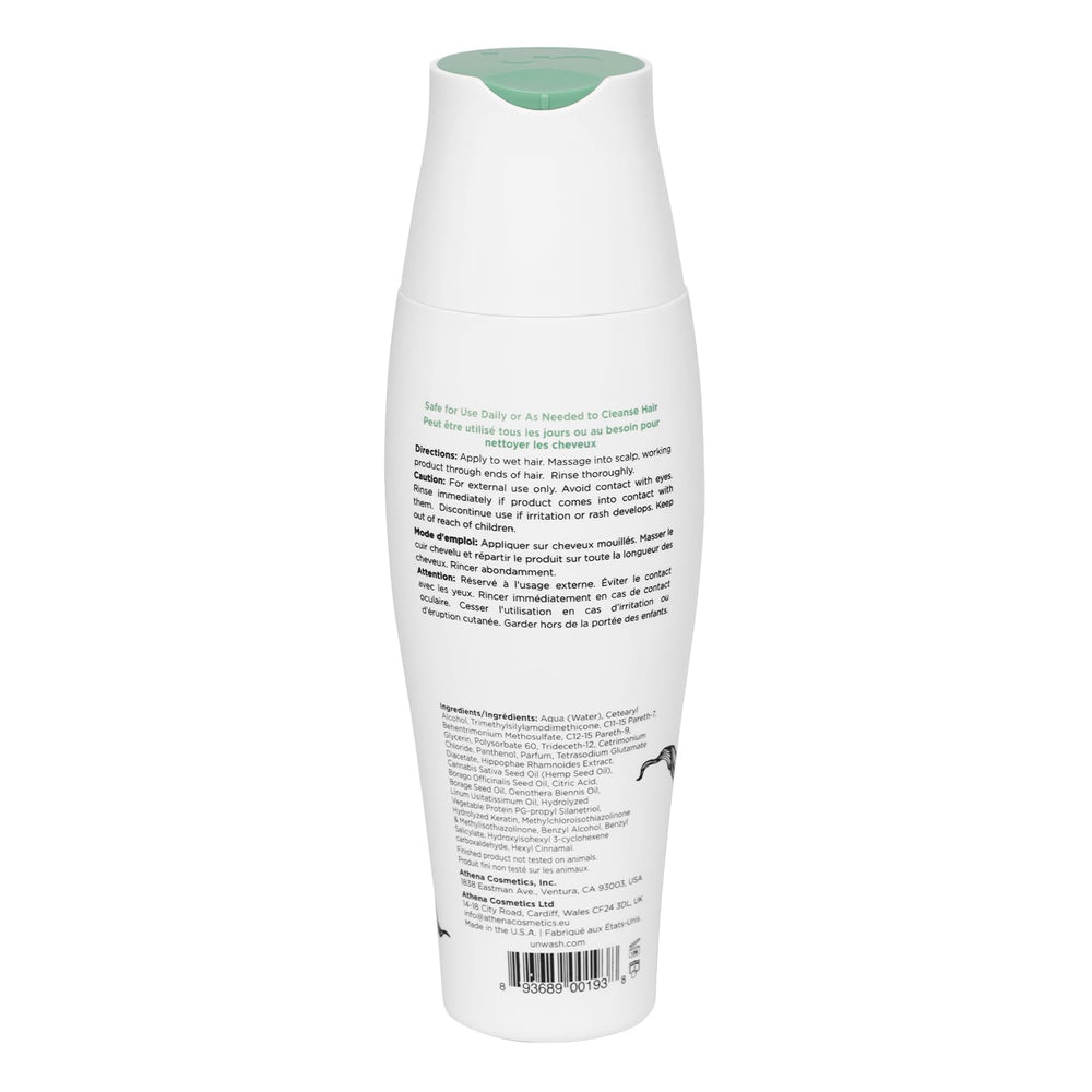 Unwash Bio-Cleansing Conditioner curly-hair result reduces frizz and improves manageability.