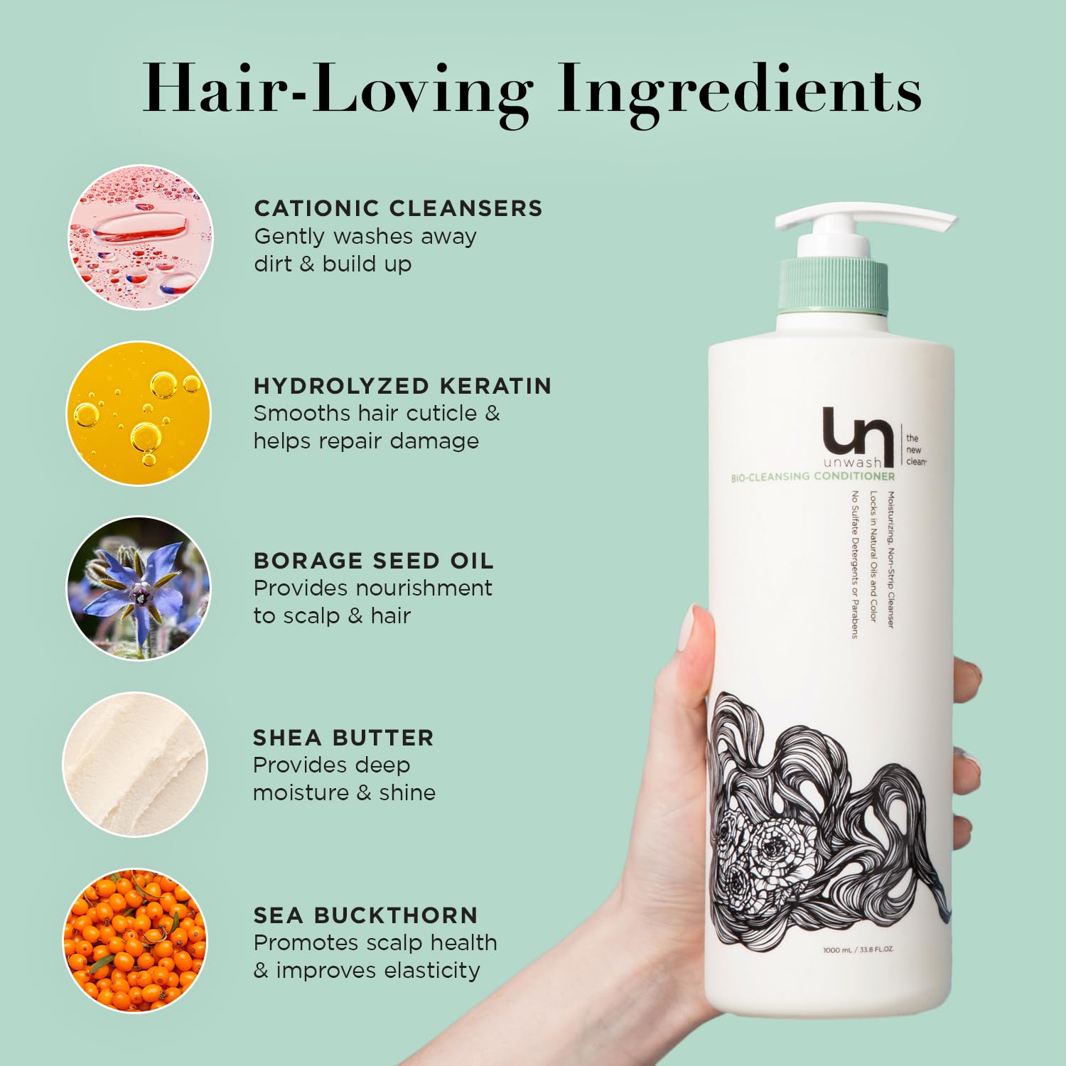 Unwash Bio-Cleansing Conditioner after wash reveals soft, frizz-controlled hair.