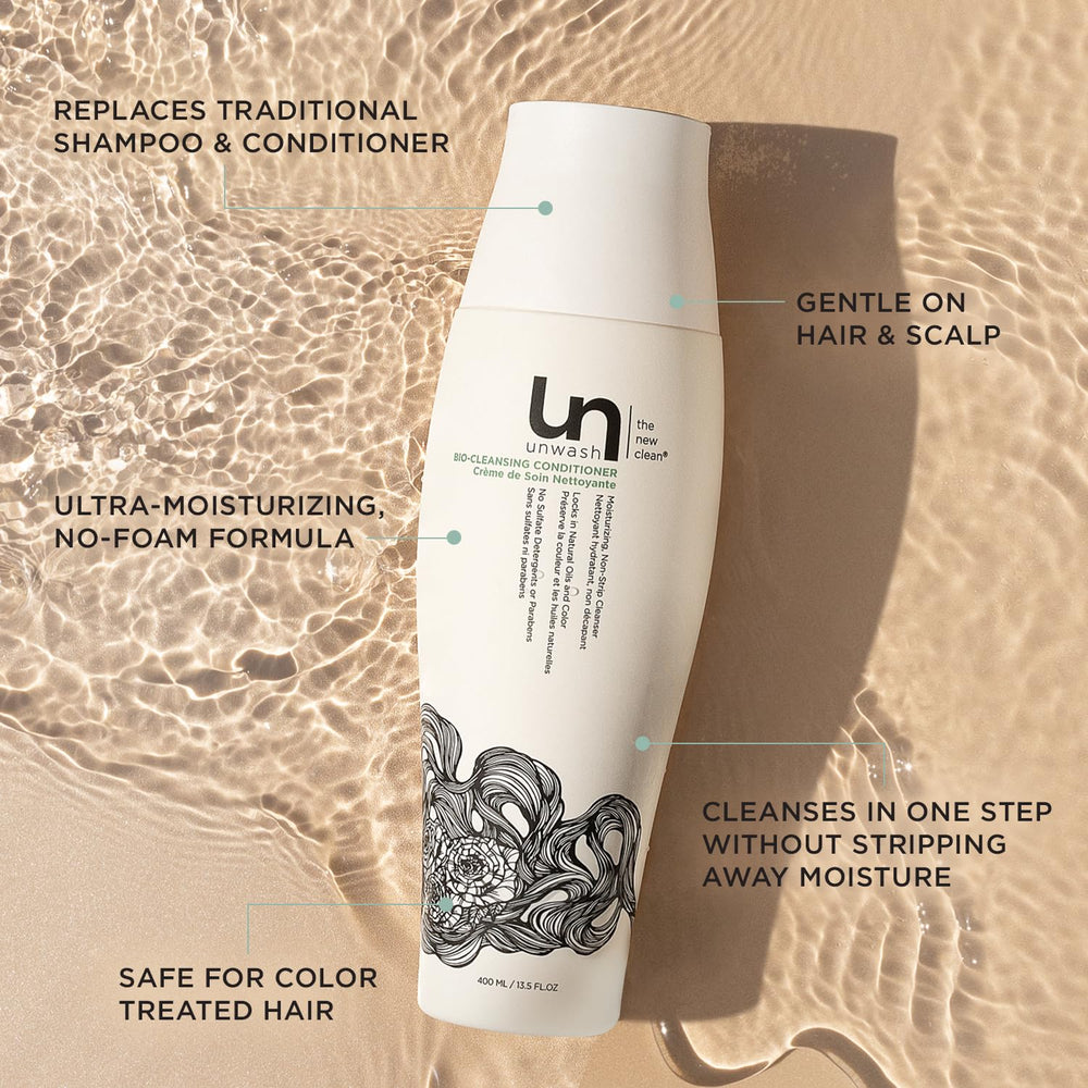 Unwash Bio-Cleansing Conditioner pump top easy application for quick daily cleansing.