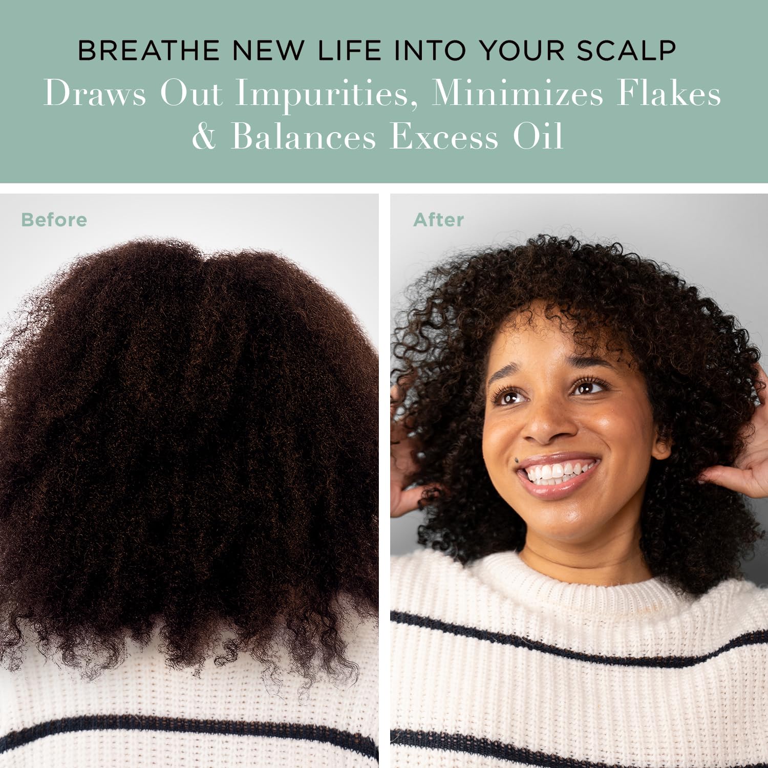 Unwash Charcoal Detox Scalp Scrub shows charcoal powder magnetizing impurities and oil.