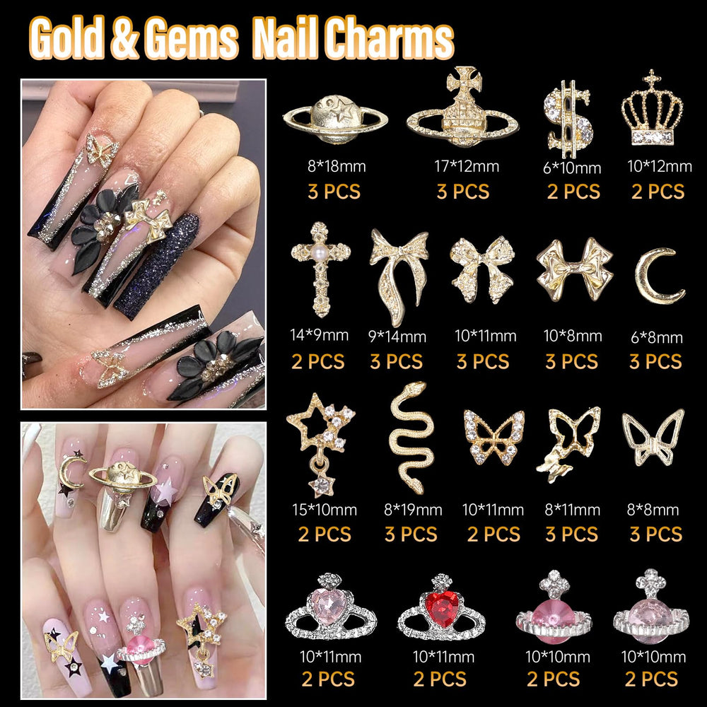 Uotey crown nail gems charms provide royal shimmer for elegant nail designs