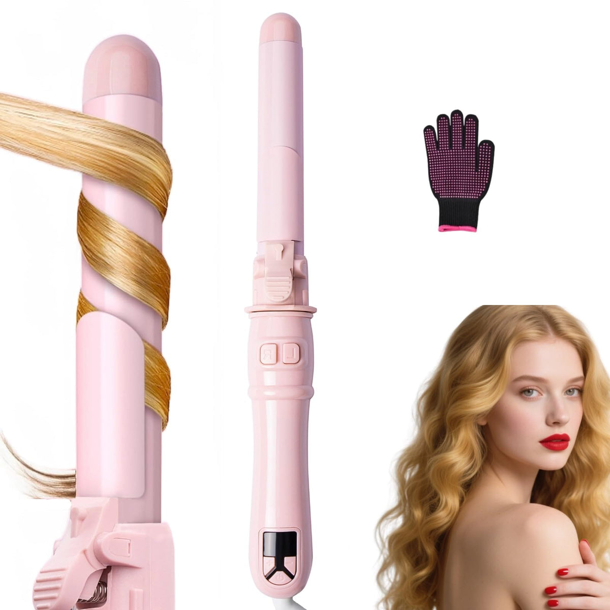 UOTJCNR automatic curling wand with 1-1 inch barrel for quick beachy curls.