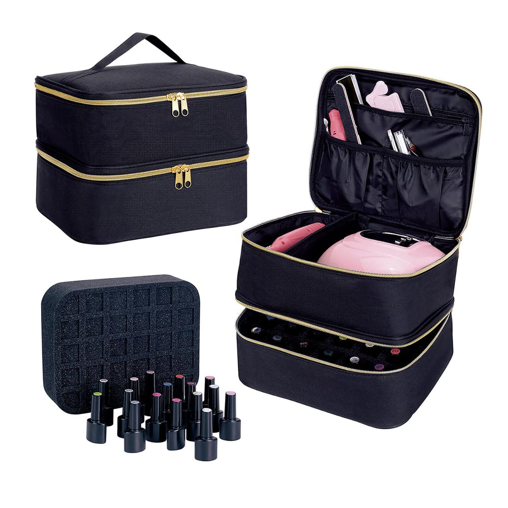 UOZL Nail Polish Organizer adjustable dividers in the upper layer enable flexible organization.
