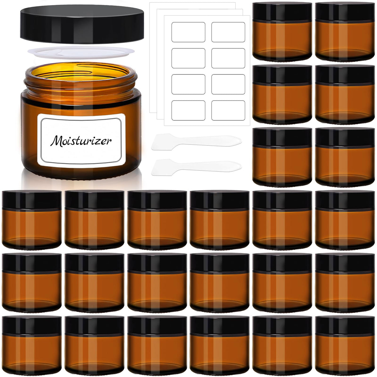 UPBUD amber 2oz jar pack with lids for travel-friendly cream storage.
