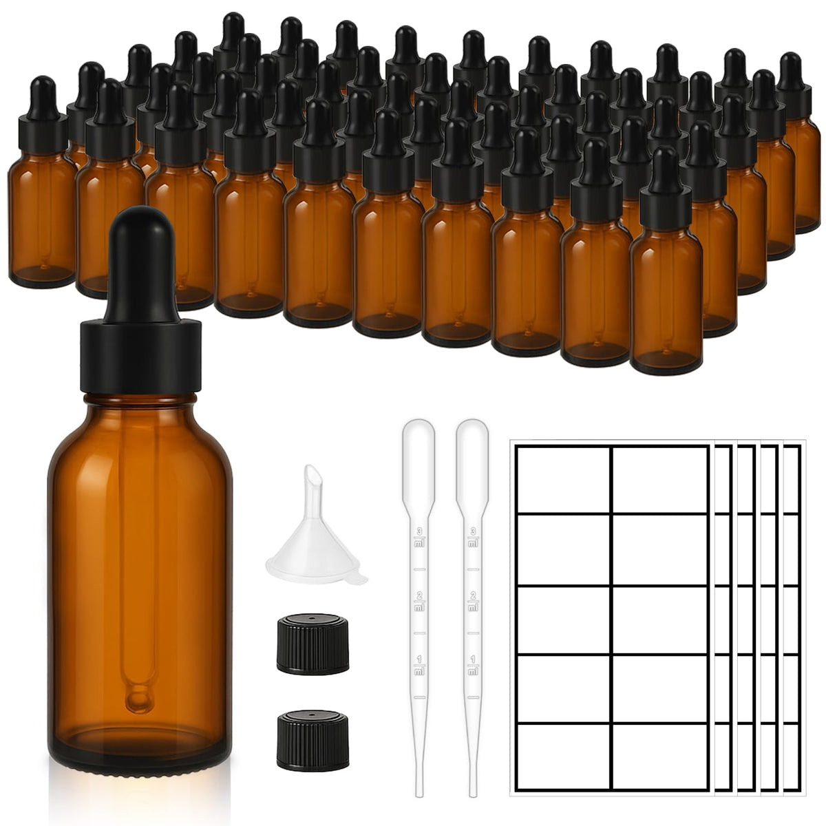 UPBUD amber glass dropper bottle 1oz ready for essential oils and tinctures, safe storage.