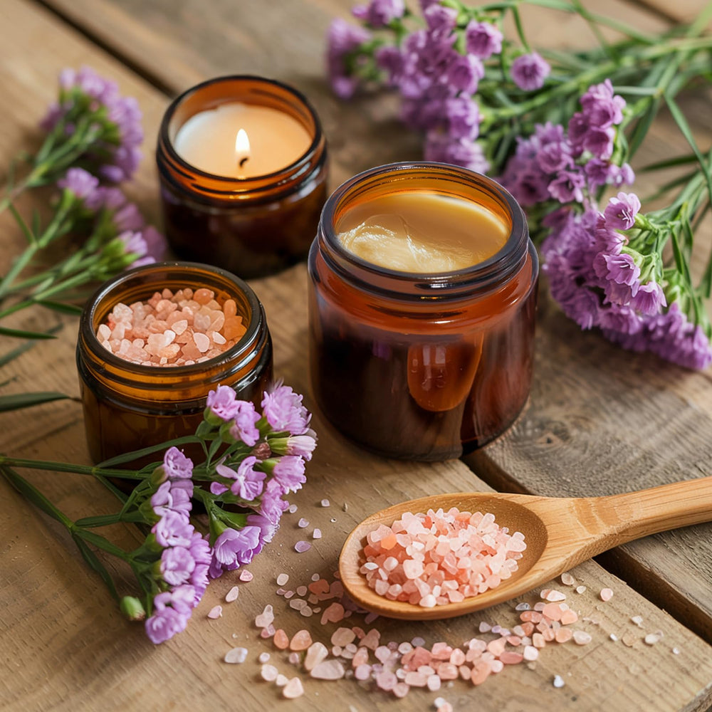 UPBUD amber glass jar wide mouth enables easy filling and cleaning.