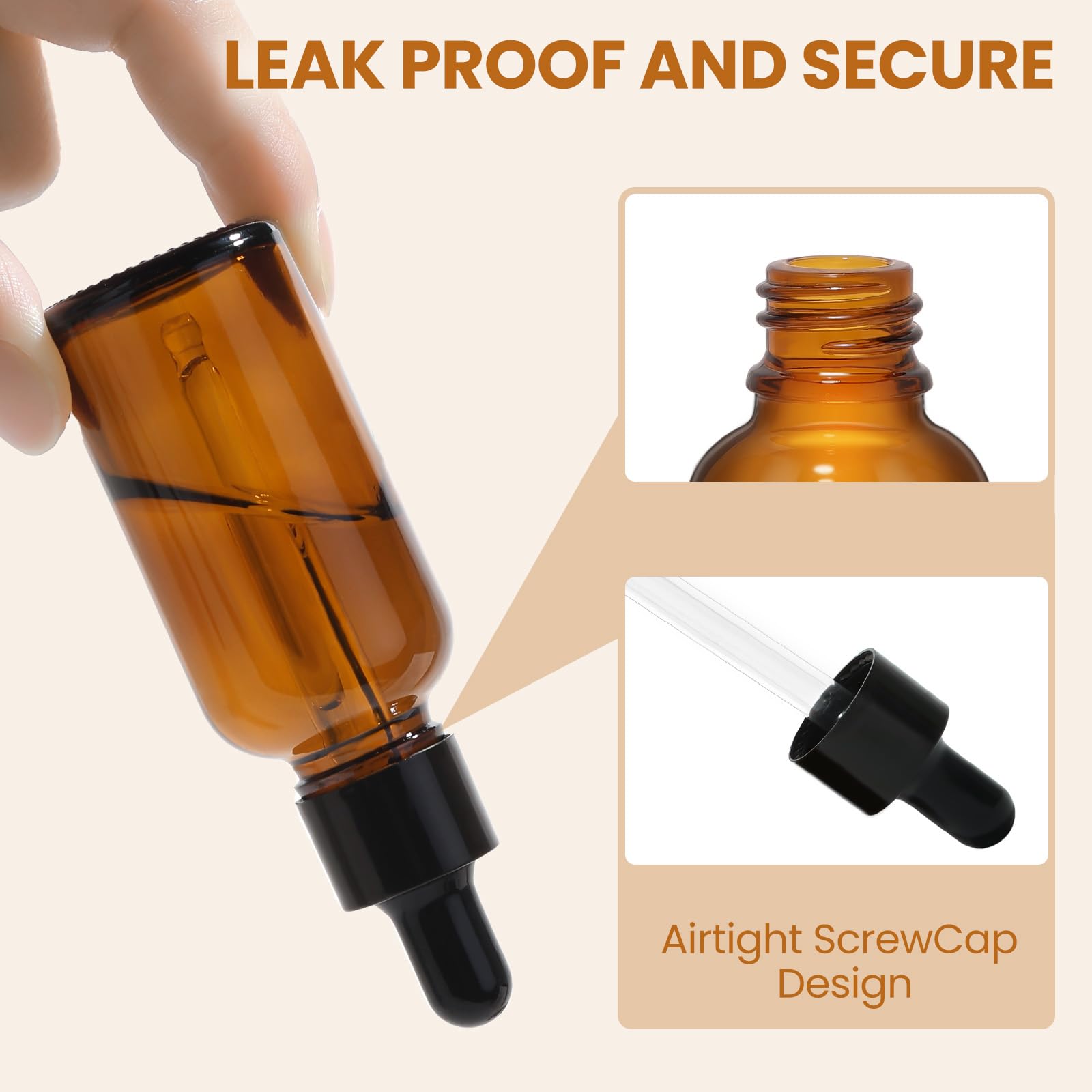 UPBUD UV-protected amber glass helps preserve light-sensitive formulas.