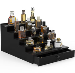 Upcessory Cologne Organizer front view showcases a sleek black stand for easy scent access.