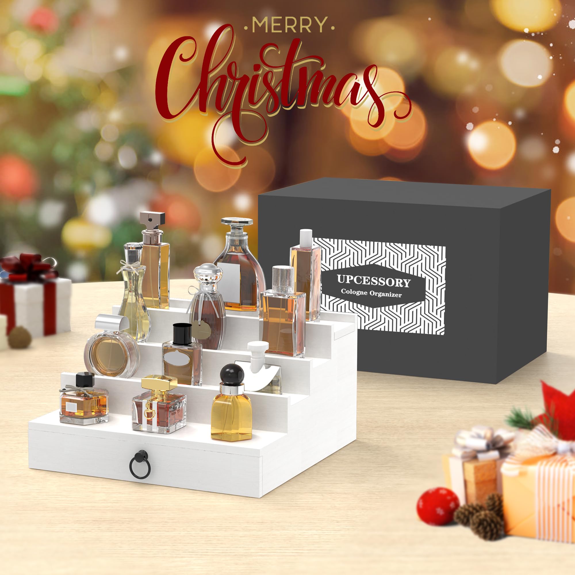 Upcessory Cologne Organizer hidden magnet lid keeps valuables secure and dust-free