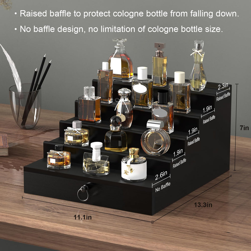 Upcessory Cologne Organizer magnetic lid keeps items neatly concealed.