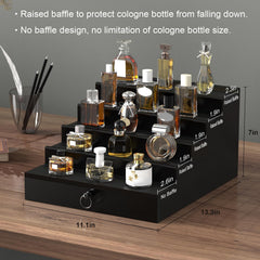 Upcessory Cologne Organizer magnetic lid keeps items neatly concealed.