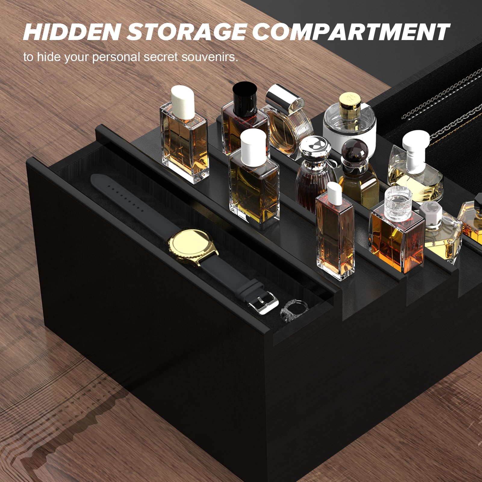 Upcessory Cologne Organizer pine wood detail showcases durable craftsmanship.
