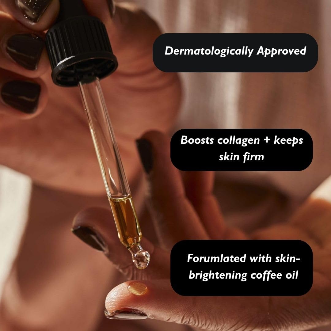 UpCircle Coffee Oil droplets highlight antioxidant-rich formula for refreshed skin.