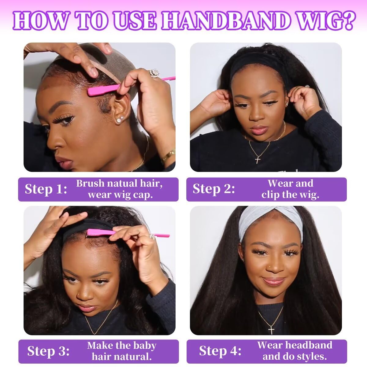 UPIGUILK headband wig 200% density provides fuller volume without heaviness.