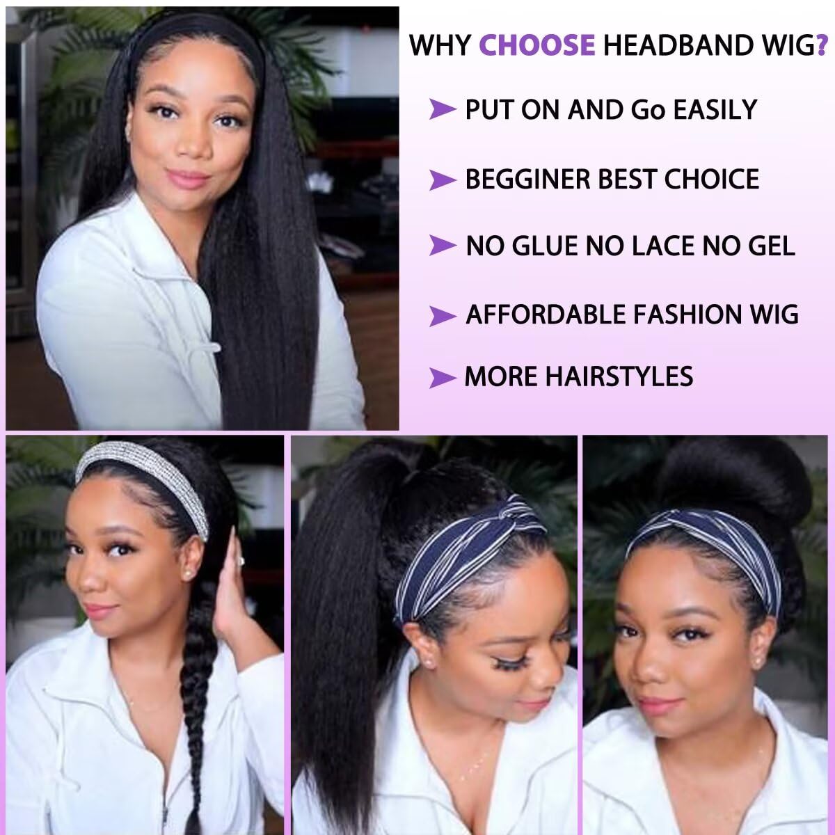 UPIGUILK headband wig machine-made construction designed for dependable wear.