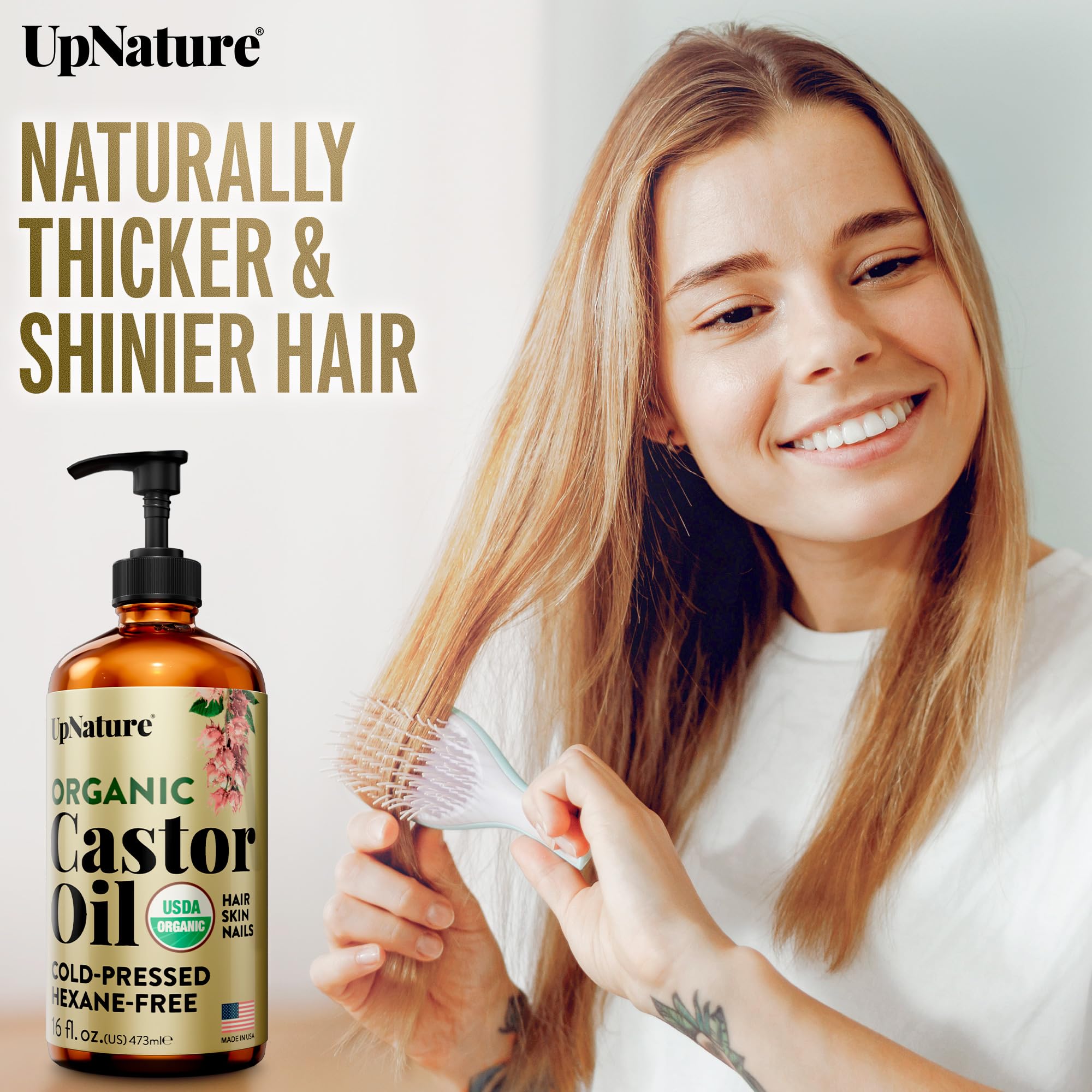 UpNature castor oil mascara wand allows precise lash and brow application.