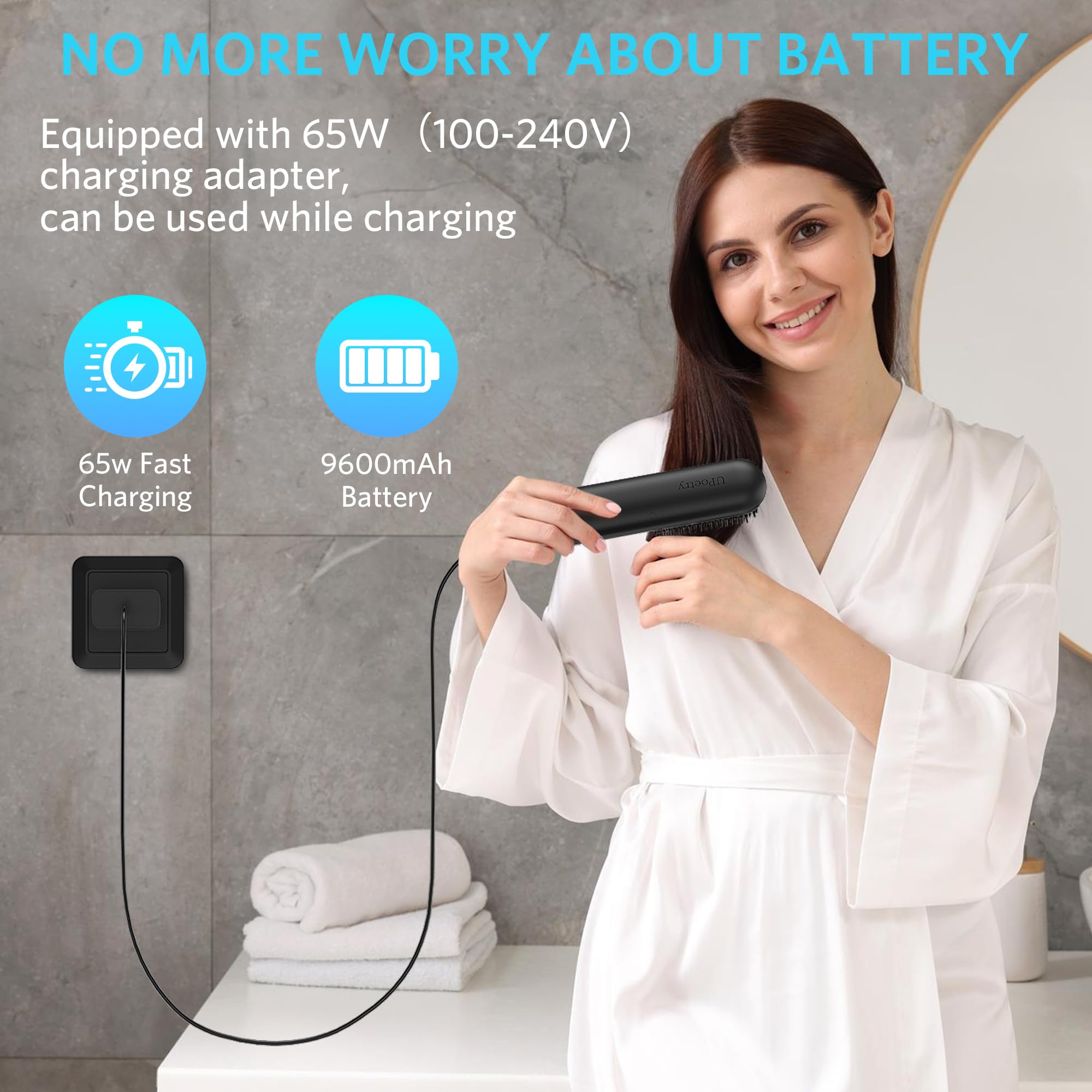 UPoetry 65W fast charger setup image highlights quick recharge for travel-ready styling.