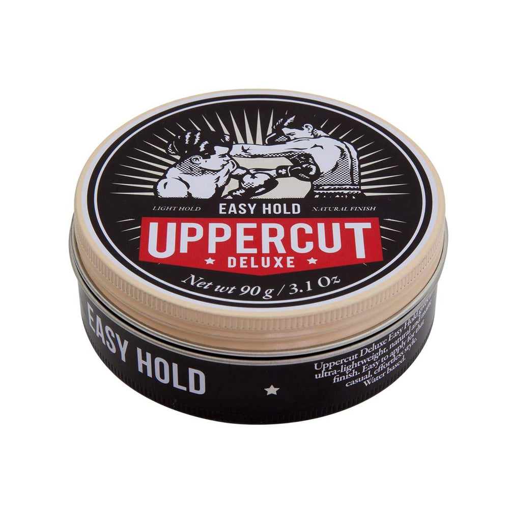 UPPERCUT DELUXE Easy Hold hair close-up shows weightless coating for movement.