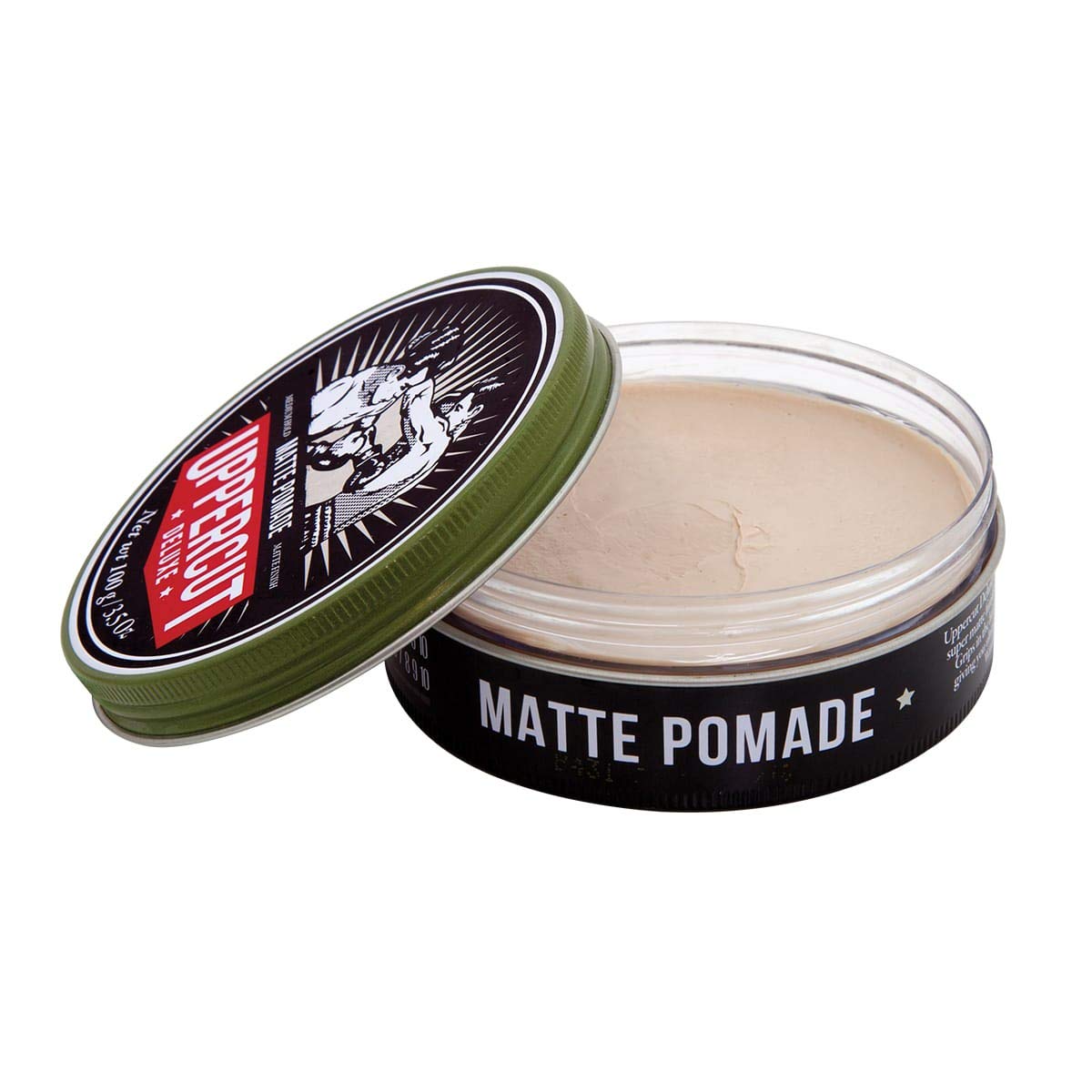 Uppercut Deluxe Matte Pomade with a delightful crème brulee scent.