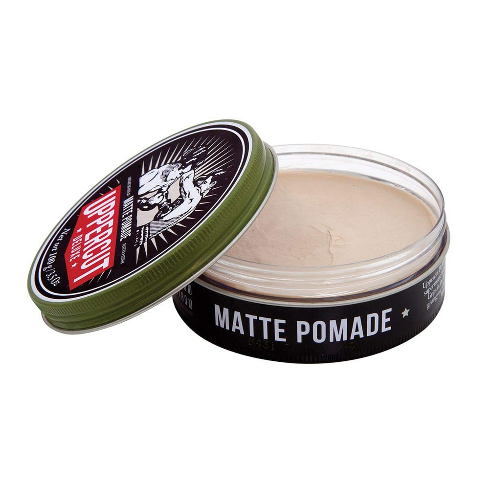 Uppercut Deluxe Matte Pomade with a delightful crème brulee scent.